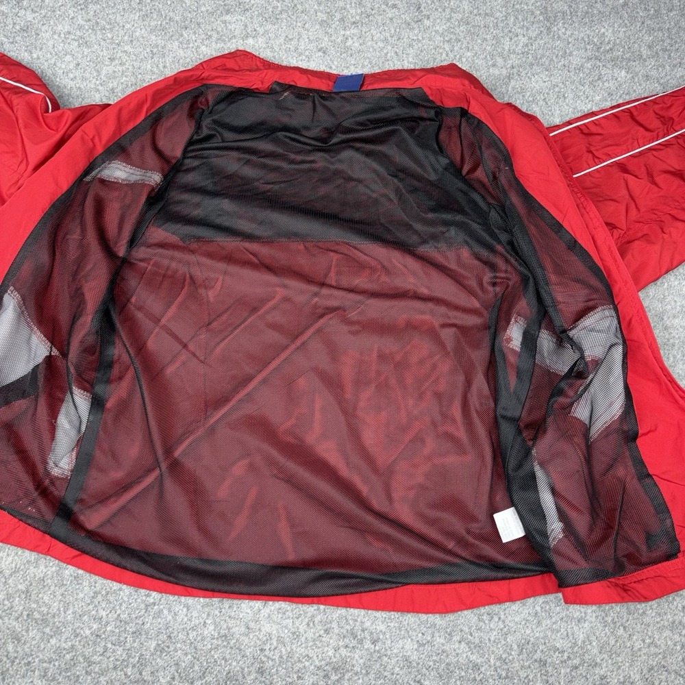 Mizuno Windbreaker Jacket Mens XL Full Zip Athletic Track Running Red White Gym - Picture 6 of 13